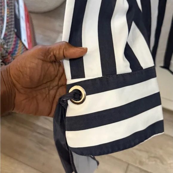 Chico's Blue and White Button Down Shirt with Cuffed Sleeves- Brand New - Picture 6 of 10